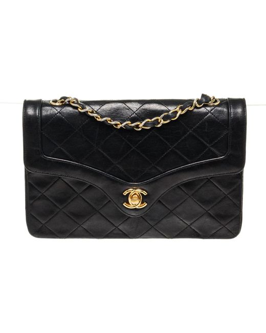 Chanel Leather Quilted Single Flap Chain Shoulder Bag in Black - Lyst