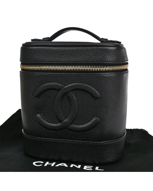 Chanel Black Vanity Leather Clutch Bag (pre-owned)