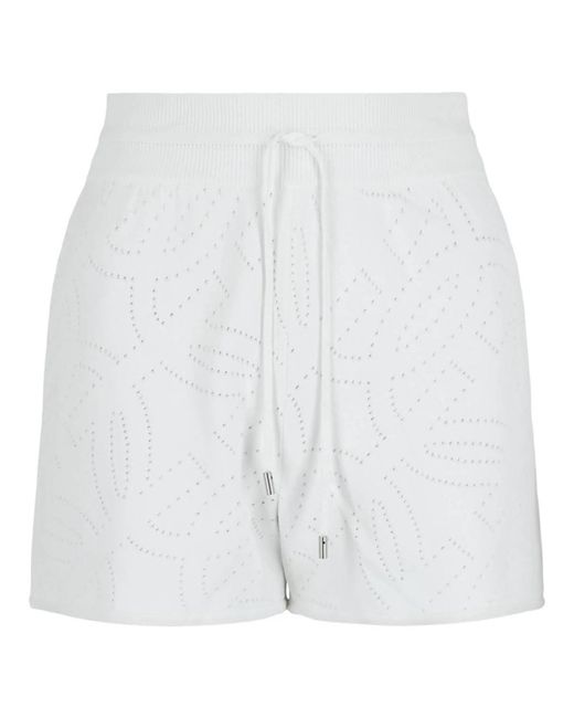 Ferragamo White Gancini Pattern Drawstring Shorts