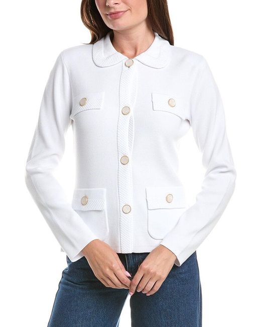 St. John White Four Pocket Collared Jacket