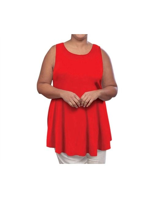 On The Plus Side Red Solid Sleeveless Swing Tank Top