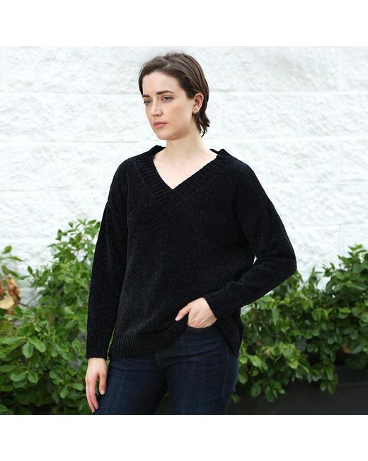 TRUEDAMES Green Solid Color V Neck Sweater Top