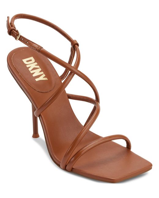 DKNY Brown Reia Slingback Sandal Leather Dressy Heels