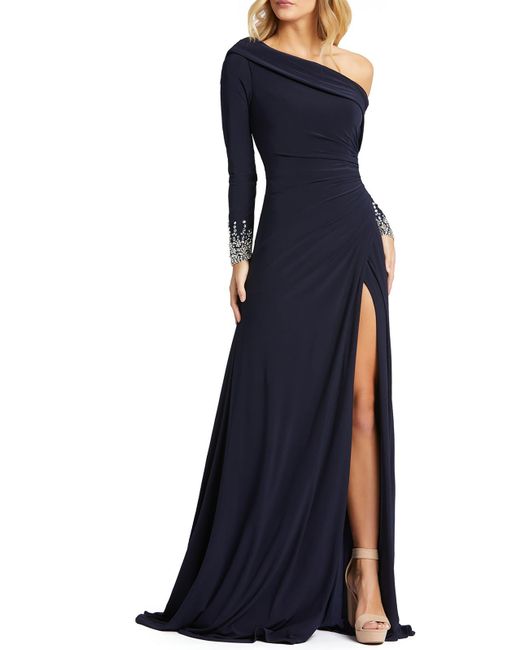 Mac Duggal Black Embellished Long Evening Dress