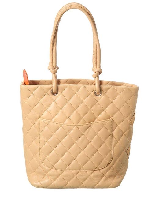 Chanel Natural Quilted Lambskin Leather Medium Cambon Tote