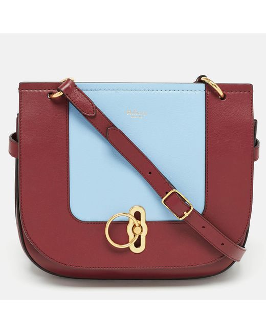 Mulberry Red Burgundy/blue Leather Amberley Shoulder Bag