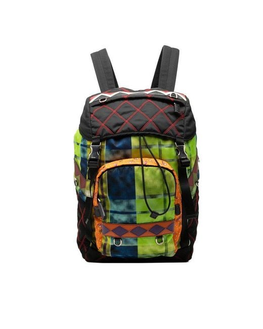 Prada Green Triangle Logo Plate Backpack