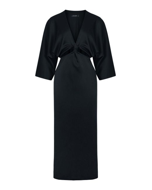 Nocturne Black Midi Dress With Knot