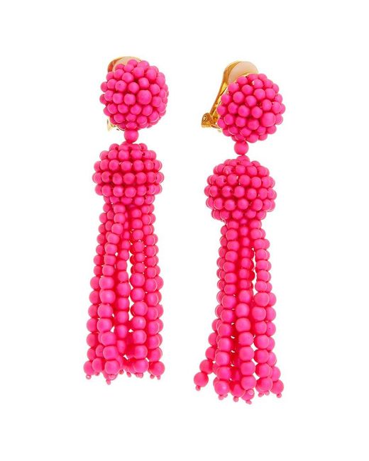 Oscar de la Renta Pink 14k Neon Tassel Earrings