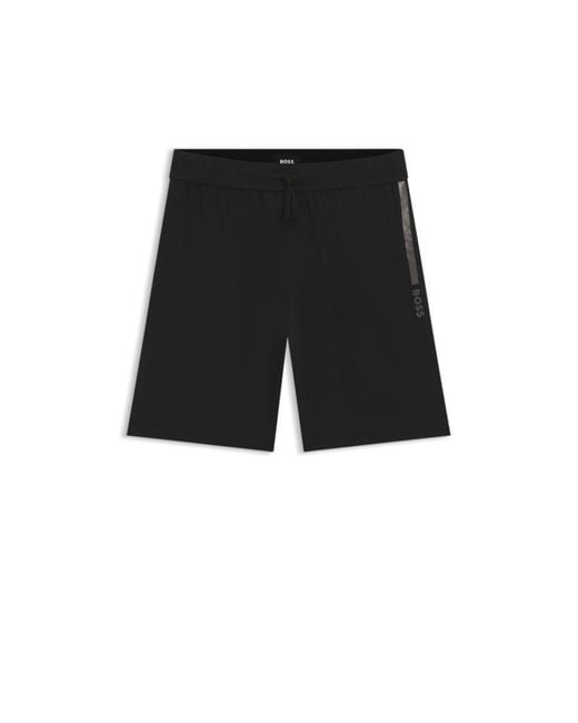 Boss Black Cotton-Terry Shorts With Contrast Stripe And Logo for men