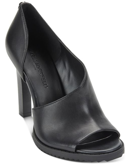 Karl Lagerfeld Black Brette Leather Comfort Insole Dress Sandals