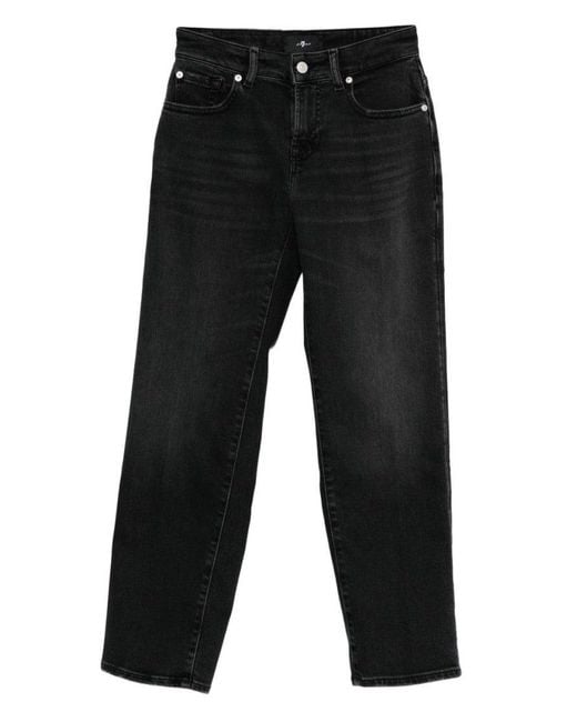 Seven7 Women's High Rise Straight Leg Jeans - Stretch Denim Cropped Jeans With Raw Hem - View #6
