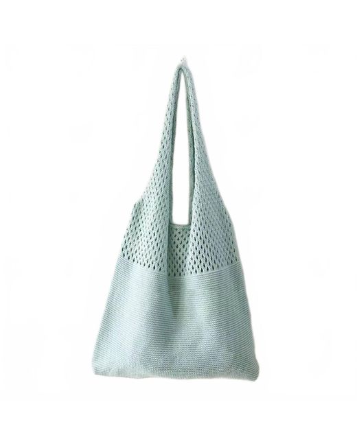 Ninexis Women's Blue Solid Color Vintage Knit Tote Bag