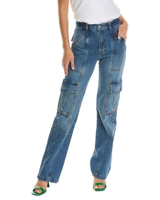 FRAME Primetime Highrise Utility Straight Jean in Blue Lyst