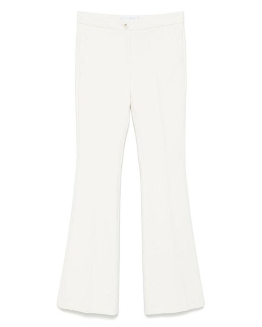Blugirl Blumarine White Wide Leg Trousers With Button And Zip Fastening
