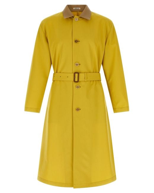 Auralee Yellow Wool Max Canvas' Coat for men