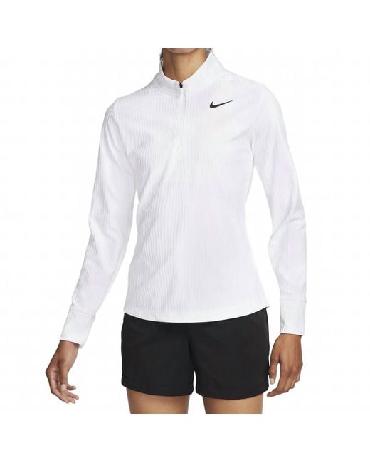 Nike White Tour Dri Fit Adv 1/4 Zip Golf Top