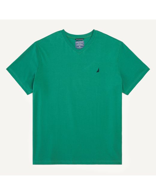 Nautica Green Big & Tall Performance V-neck Deck T-shirt for men