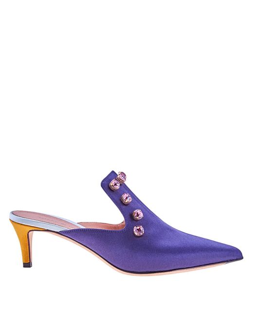 Marco De Vincenzo Purple Embellished Mules, Brand Size 35 (Us Size 5)