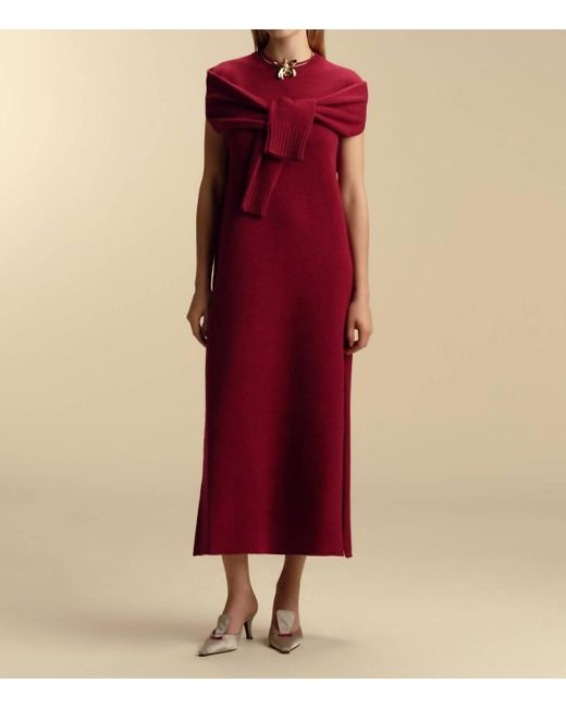 Marina Moscone Red Long Sleeve Multiway Sheath Maxi Dress
