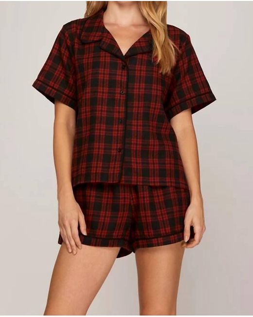 She + Sky Brown Flannel Pajama Set