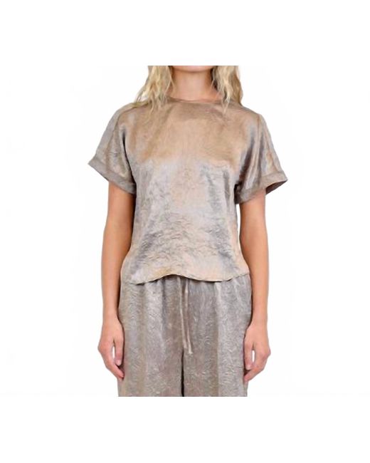 Jonathan Simkhai Gray Addison Short Sleeves Combo Shirt