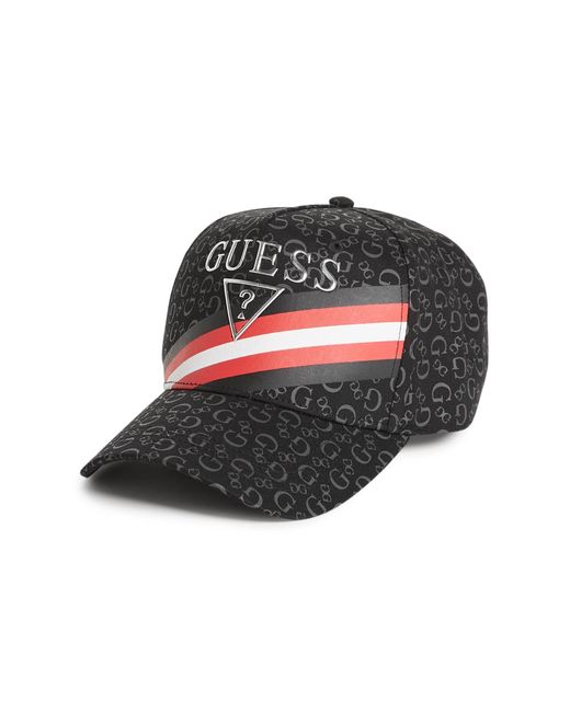 Guess Factory Black Logo Striped Baseball Hat for men