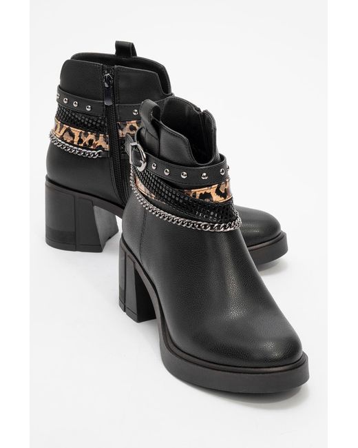 Prologue Shoes Brown Boliva Buckled Chain Block Heel Boot