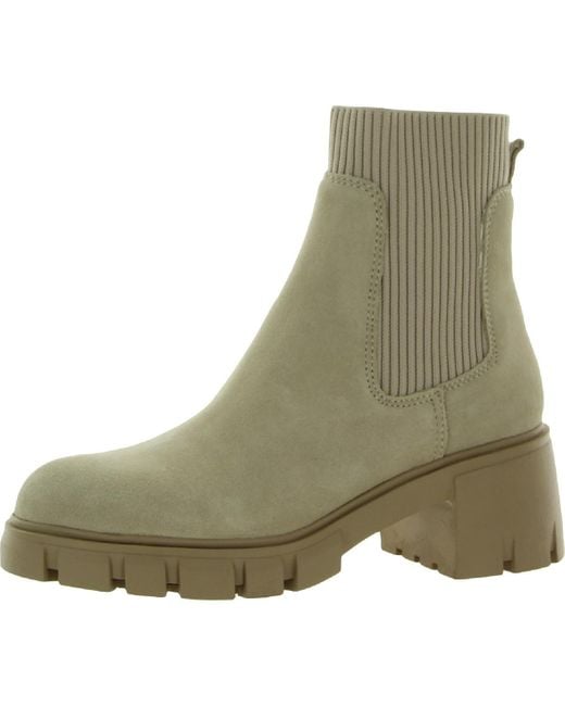 Steve Madden Green Hutch Suede Lugged Sole Chelsea Boots