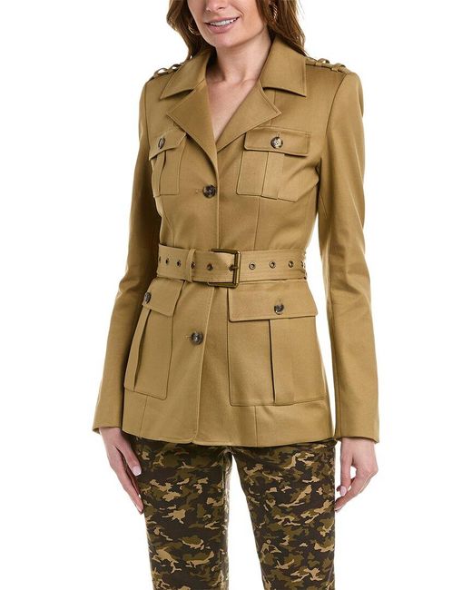 Michael Kors Collection Twill Silklined Military Jacket in Green Lyst