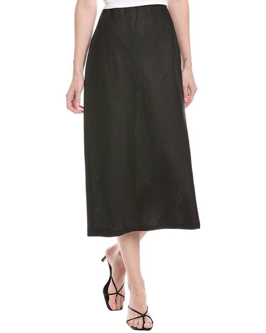 Enza Costa Black Bias Linen Midi Skirt