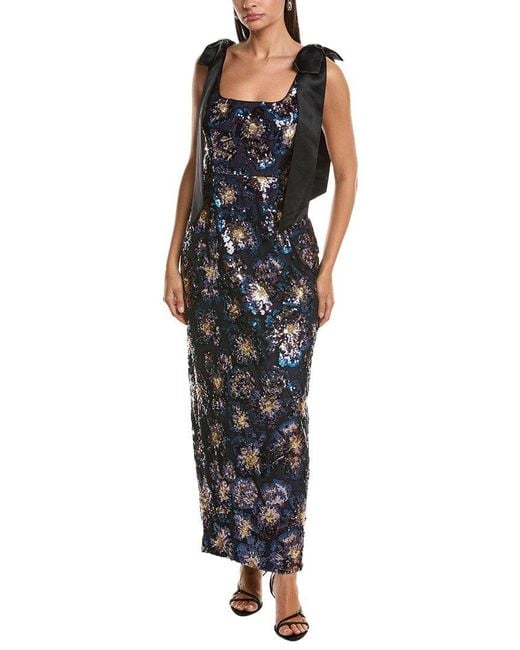 MILLY Black Kyle Column Gown