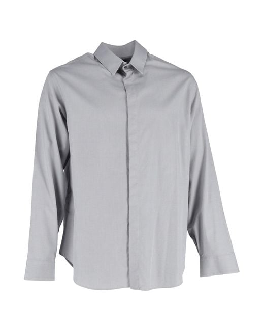 Giorgio Armani Gray Patterned Hidden Button Shirt for men