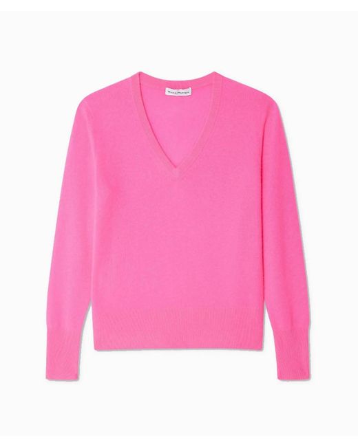White + Warren Pink Cashmere V-neck Sweater 2