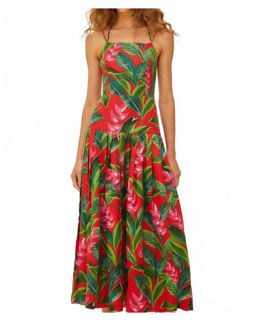 Farm Rio Red Dream Botanical Print Strappy Maxi Dress