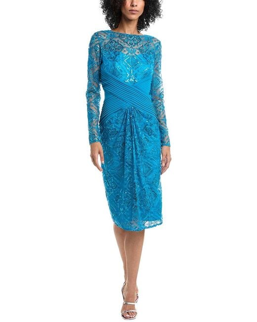 Tadashi Shoji Blue Coates Sequin Embroidered Sheath Dress
