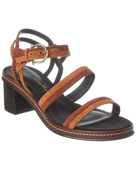 Ferragamo Brown Gancini Suede Sandal