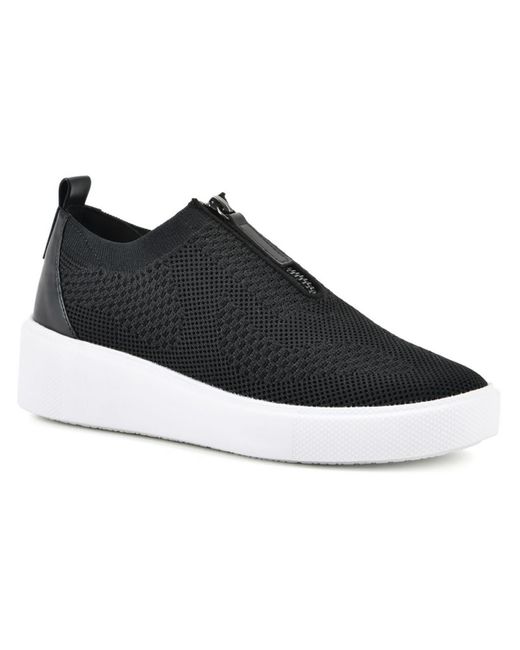 White Mountain Black Dacey Zipper Knit Casual And Fashion Sneakers