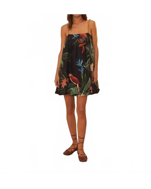Farm Rio Black Midnight Macaw Fiesta Sleeveless Mini Dress