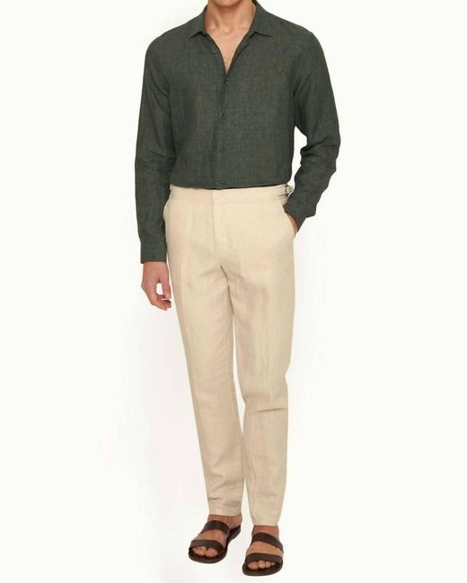 Orlebar Brown Green Griffon Linen Pants for men
