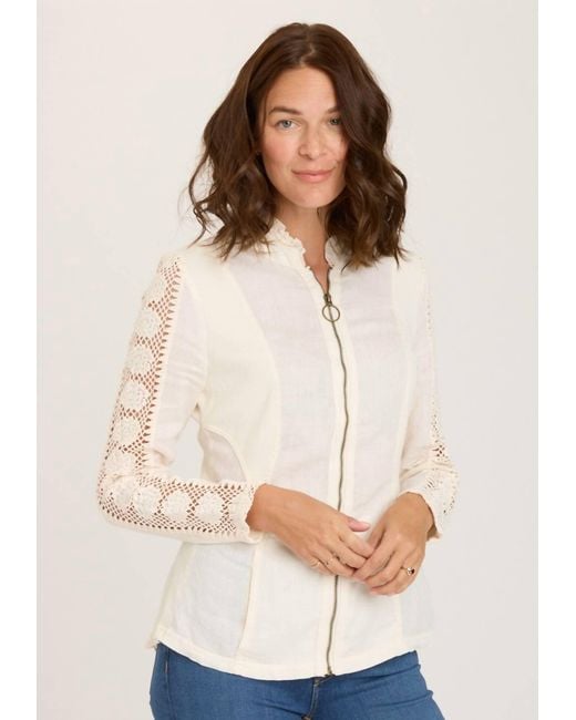 XCVI Natural Crochet Zip Up Jacket