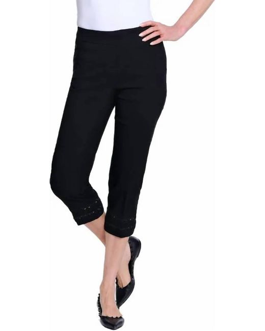 Slimsation By Multiples Black Ric Rac Hem Pull-On Crop Pant (Petite)