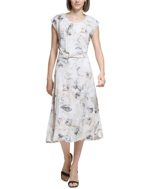 Calvin Klein White Printed Long Maxi Dress