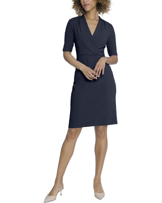 Maggy London Blue Surplice Polyester Wear To Work Dress