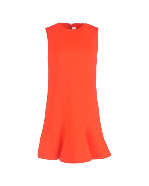 Victoria Beckham Red Victoria Flounce Hem Shift Dress