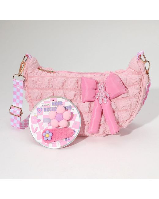 Fashnzfab Pink Kids Bowtiful Puffer Crossbody Bag