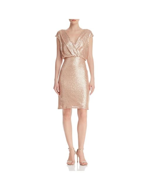Tadashi Shoji Natural Sequined Sparkle Cocktail Dress