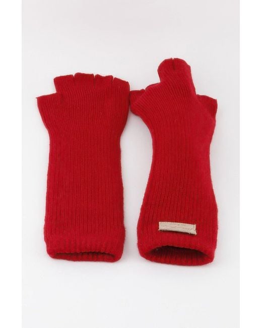 Fashnzfab Red Plain Fingerless Gloves