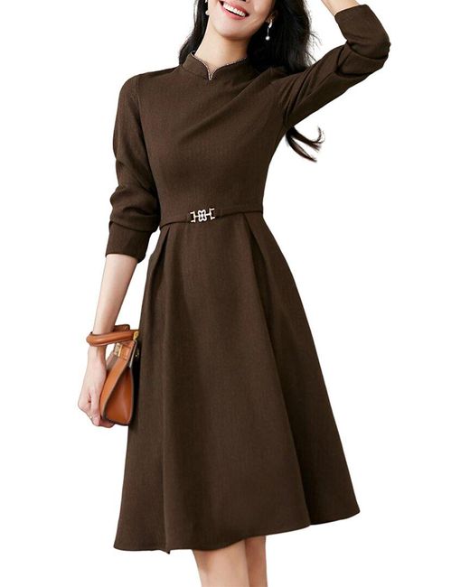 ONEBUYE Brown Dress