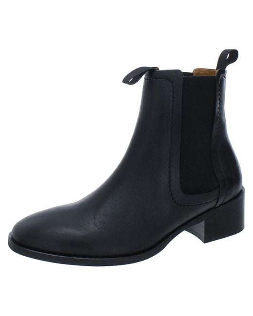 Whistles Black Leather Pull On Chelsea Boots